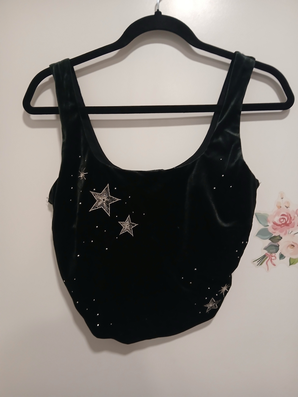 Victoria's secret Black Velvet Star Embellished Tank Top